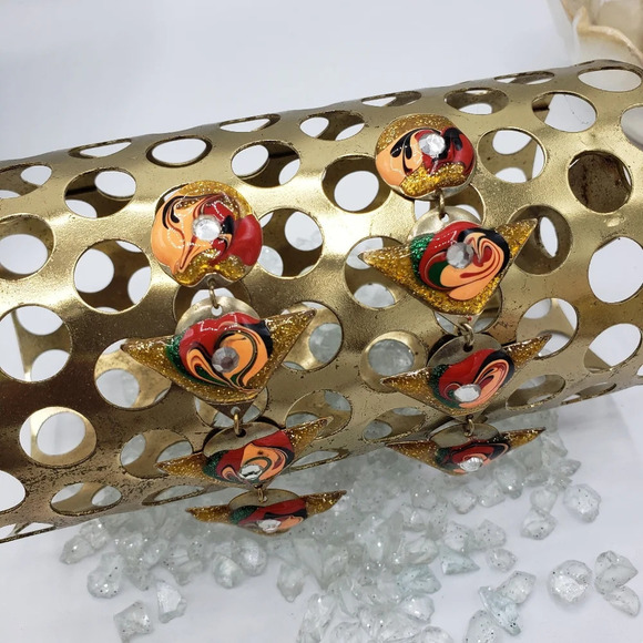 Vintage 70s Earrings • Multi-Colored • Extended Length • Pierced - Picture 4 of 5